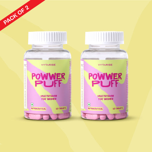 Powwer Puff Multivitamin for Women – 12 Vitamins + 9 Minerals